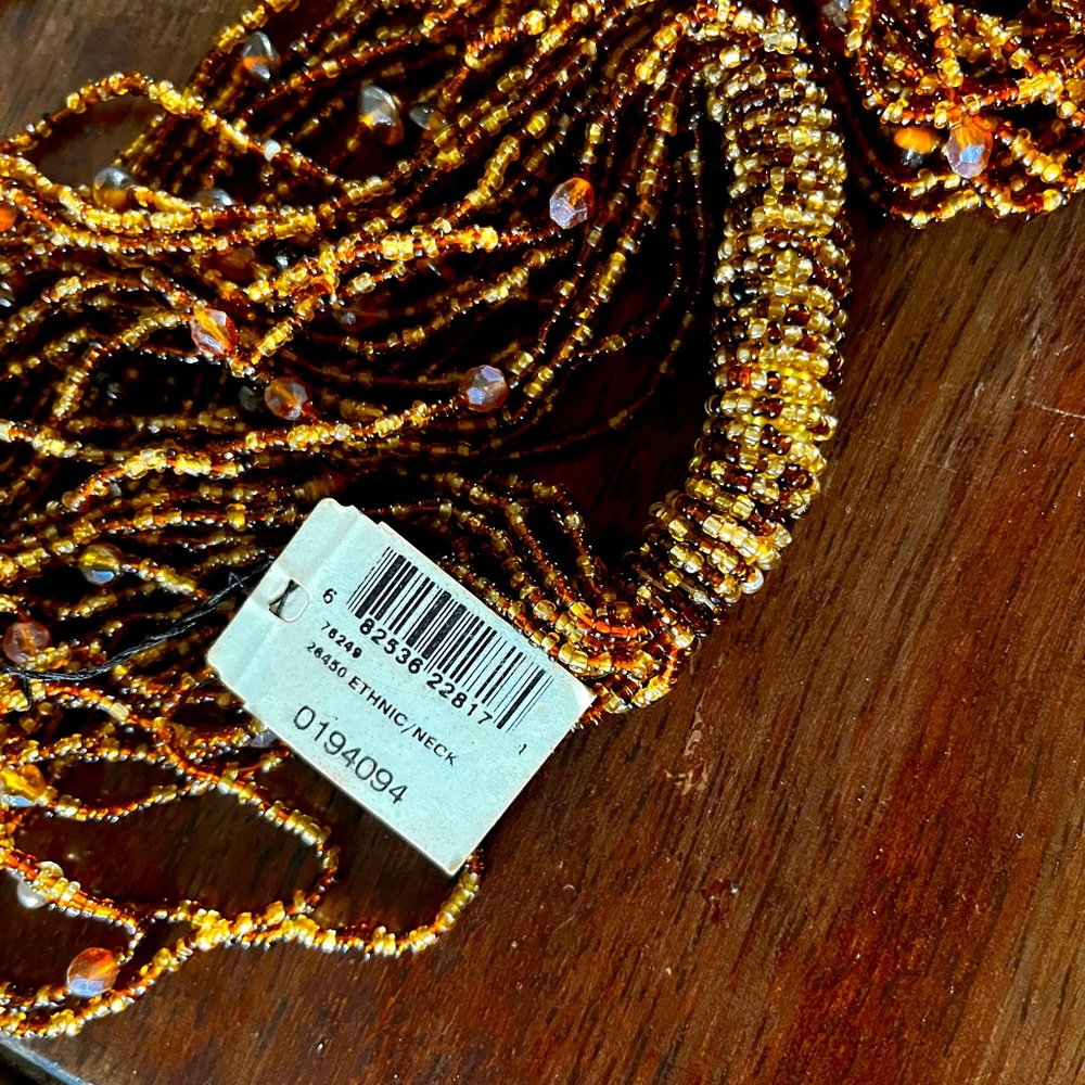 NWT  Bijoux Terner brown gold beads wrap necklace - Picture 4 of 7
